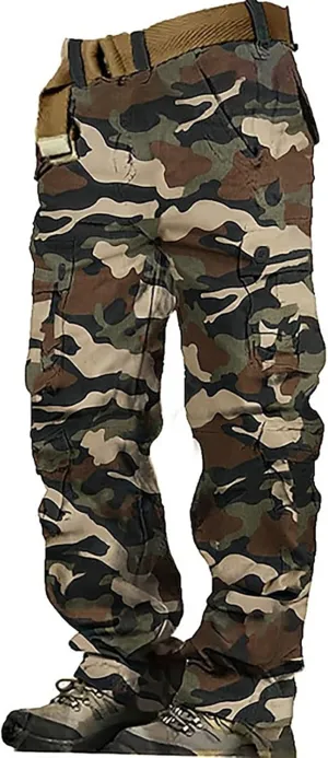 ZYXTIM Men's Combat Camo Cargo Trousers Oversize Ripstop Military Tactical Pants Hiking Joggers Multi Pockets Work Bottoms