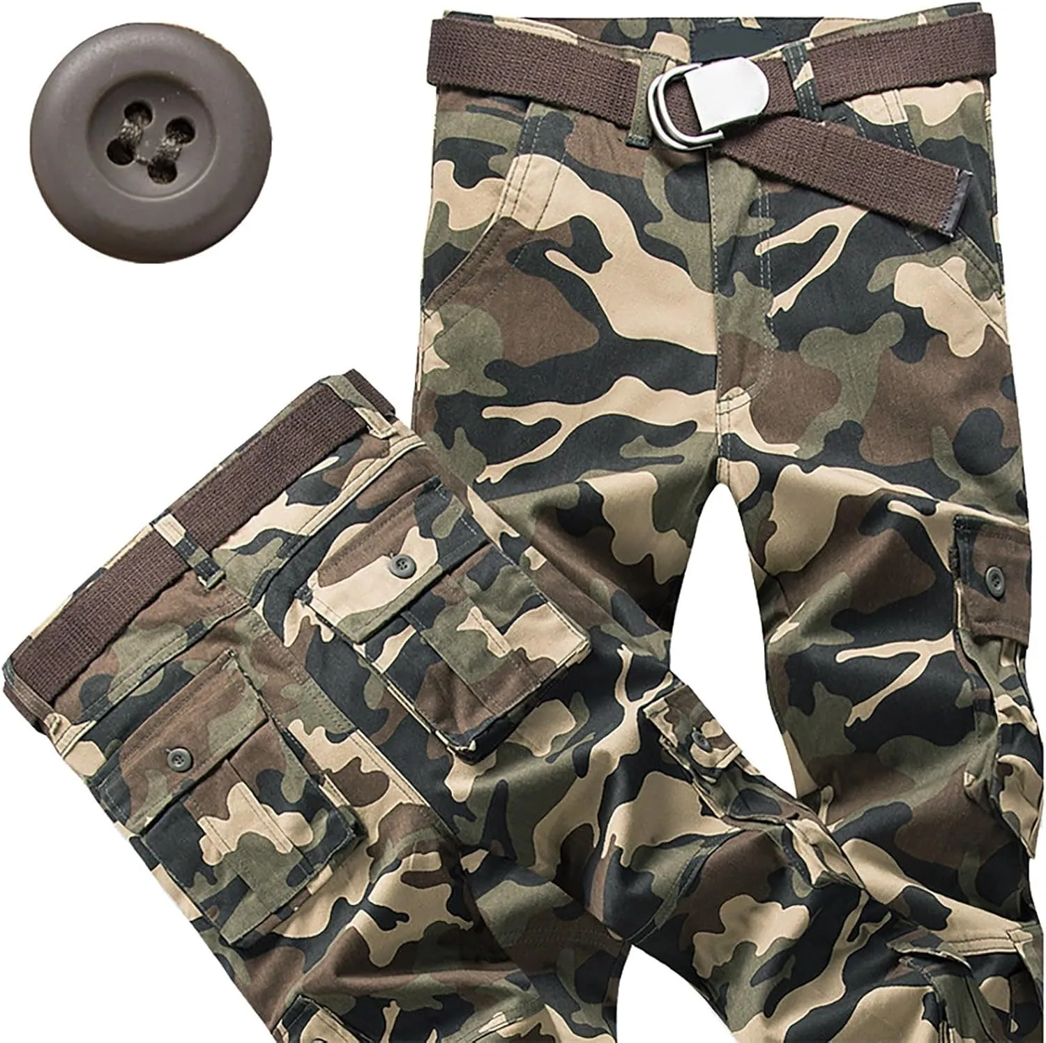 ZYXTIM Men's Combat Camo Cargo Trousers Oversize Ripstop Military Tactical Pants Hiking Joggers Multi Pockets Work Bottoms